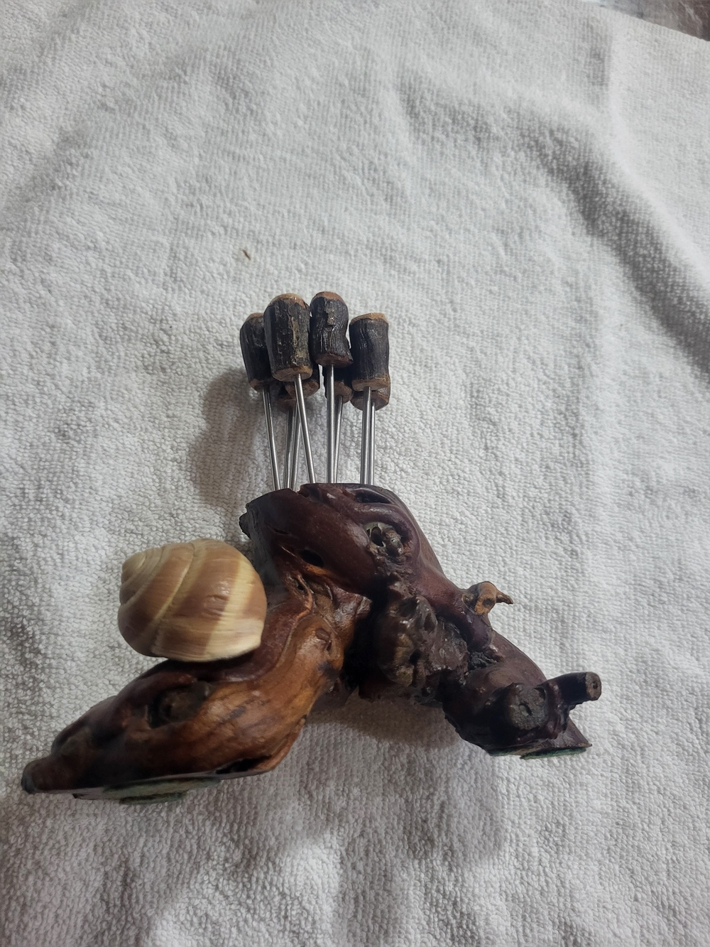 French vintage hand made escargot set of 8 picks / tapas forks / escargot forks